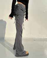 CRINKLE BOW PLEATED TWO-LAYER COTTON BOOTCUT TRAINING SKIRT-PANTS LEGGINGS - 2 COLOR