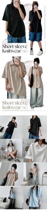 ツイストカラー半袖Tシャツ