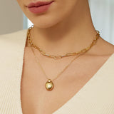 gold oval 14k gold plating + 925 silver necklace N062-03G