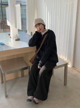 [unisex] ケルトウールオーバーニットフードジップアップ