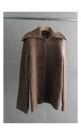 Earl grey alpaca cardigan (muffler set)