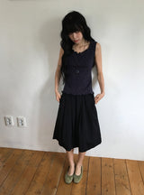 Hitch Flare Nylon Banding Midi Skirt
