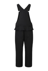 Frill baggy overalls - black