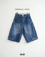 Rough Double Knee Half Denim Pants
