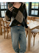 [F/W] Argyle brush v neck knit(2color)