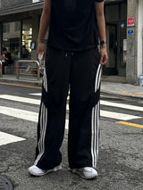 [SET] US Vintage Ringer Short-Sleeve T-Shirt + Valen Cut-Line Track Nylon Pants