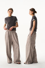 Leather Panel Straight Pants