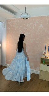 Sky Cloud Cancan Sleeveless Long One Piece