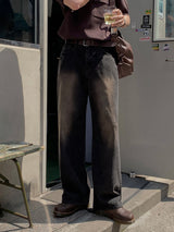 LMN アンベージュウォッシュドワイドデニムパンツ (3 colors)