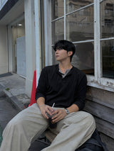 コーデュロイ レイヤード ヘンリーネック ロングスリーブ Tシャツ