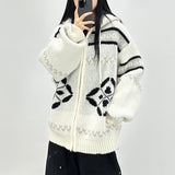 nordic knit hood zip-up
