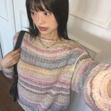 フッソンキャンディーグラディエントボートネックニット