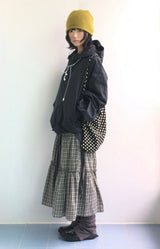 Meirin Shirring Checkered Skirt