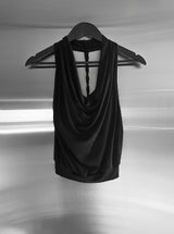 Braided Backless Cowl Neck Halter Padded Top