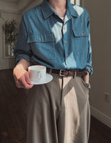 Leroy cutting denim shirt