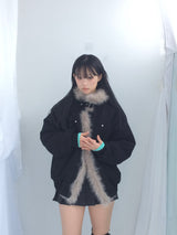 Milkfur high neck suede jumper