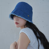 フレイドヘム ムーンバケットハット(Blue Denim)