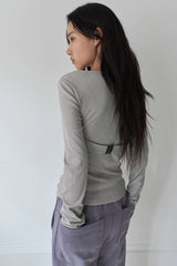 26SS★ TWISTED LACE LAYERED DRAPE T-SHIRT