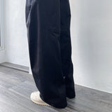 Black Curved Wide-Leg Trousers