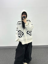 nordic knit hood zip-up