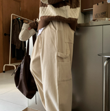 And double corduroy Carpenter Bendable Wide Pants
