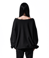 91 CREST PIERCING ONE-SHOULDER SWEATSHIRT BLACK