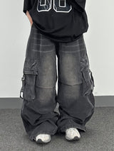 buckle cargo denim pants