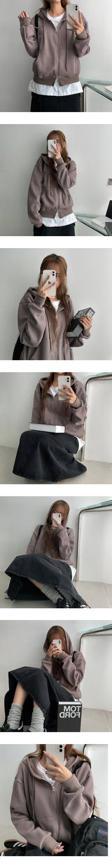 Chimon embroidery Waffle Hooded Zip-Up (4 colors)