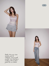 パープルレースストライプスリーブレスTシャツ 2
