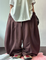 コリアン/ストリング 🤍 フォーマルカーブフロントプレートコットンストリングバルーンパンツ 🤍🩶🤎🖤 - 5 カラーズ