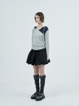 dot wrap layered hoodie / gray