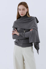 CAPE T-SHIRT COMBI SETUP_CHARCOAL