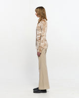 Embroidered Velvet Slim Shirt _ BEIGE