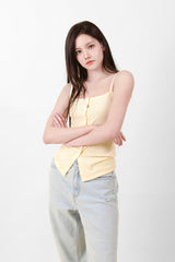 Button Sleeveless Top Yellow