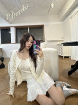 white bow A-line mini skirt