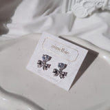 [Aespa Winter Earrings] ハートクリスタルアンドリボンピアス-シルバー