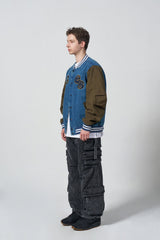 Overpatch Denim Varsity Jacket - KHAKI