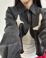 バックスターポイントダメージダークブルーデニムジャケット🖤