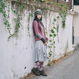 hippie stripe beanie beige