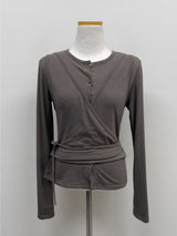 [Brushed Lining] Poe Wrap Bustier T-Shirt