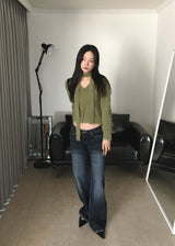 ニュー ローライズ ウォッシュド ストレートレッグ ワイドフィット デニム ジーンズ