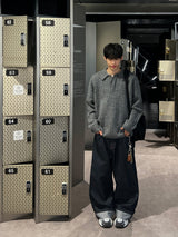 ステッチカフィングワイドデニムパンツ (M, L)