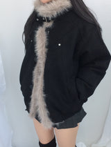 Milkfur high neck suede jumper