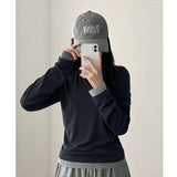 シア カラー マッチング レイヤード スリム ロングスリーブ Tシャツ