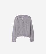 Bloom emblem demage Knit Cardigan