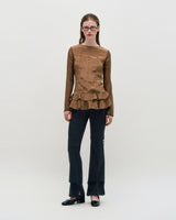 Glossy Frill Top _ BLACK