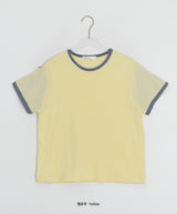 Lumiv Button Roll-up Color Matching Short Sleeve Tee