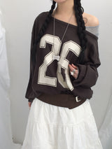 Numbering loose sweatshirt