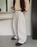 Onen One-Tuck Cotton Wide Slacks