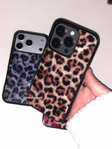 [magsafe glass] leopard fur case - brown